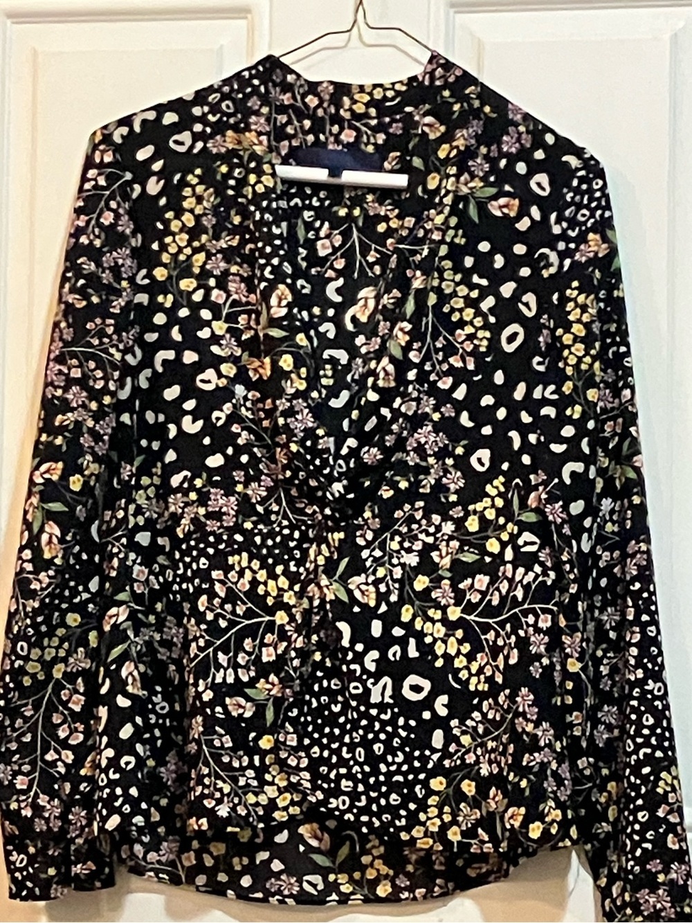 Rachel Rachel Roy Multicolor Floral Leopard Print V Neck Blouse-Size 0